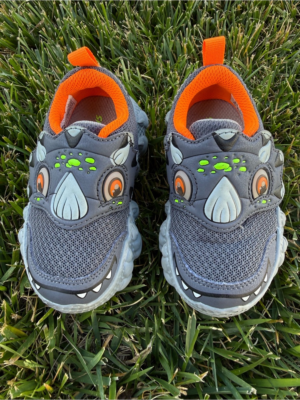 Skechers Skech-Saurus  Gray/ Orange Shoes Size 7 Toddler Shoes